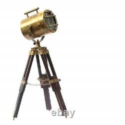 Hollywood Décor, Tripod Style Vintage Model Searchlight Lamp with Wood Tripod
