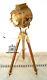 Hollywood Vintage Nautical Spotlight With Wooden Tripod Home Décor Floor Office
