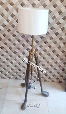 Home Decor Wooden Tripod Floor Lamp Nautical Vintage Marine Shade Lamp Modern Ne