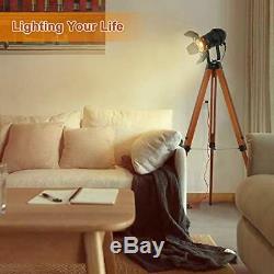 Industrial Spotlight Tripod Floor Lamp for Living Room Bedroom, Vintage