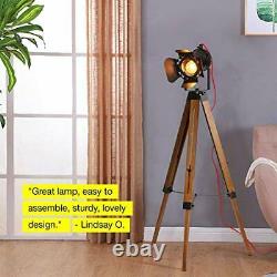 Industrial Spotlight Tripod Floor Lamp for Living Room Bedroom, Vintage