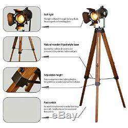 Industrial Spotlight Tripod Floor Lamp for Living Room Bedroom, Vintage