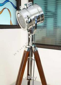 Industrial Style Floor Spotlight Vintage Studio Search Light Wooden Tripod stand