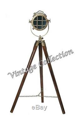 Industrial Style Vintage Nautical Spotlight Floor Standing Light w Tripod Stand
