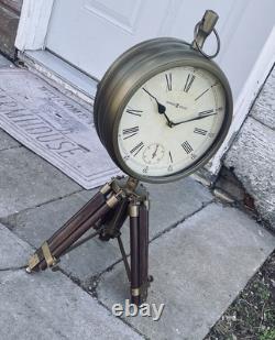 Industrial Vintage Desk Clock with Adjustable Wooden Tripod Base, Antique, Medium