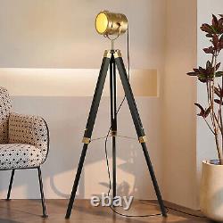 Industrial Vintage Tripod Floor Lamp Modern Spotlight Standing Reading LightGold