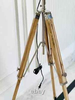 Industrial Vintage style wooden tripod with studio spotlight modern room lamp