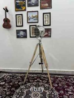 Industrial Vintage style wooden tripod with studio spotlight modern room lamp