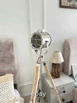 Industrial Vintage style wooden tripod with studio spotlight modern room lamp