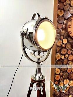 Industrial Wood Tripod Light Cinema Lamp Retro Spotlight Farmhouse Vintage Decor