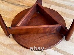 Jens Risom Design Inc Tripod Walnut Wood Side End Table Knoll DWR Vtg Danish Mcm