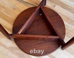 Jens Risom Design Inc Tripod Walnut Wood Side End Table Knoll DWR Vtg Danish Mcm