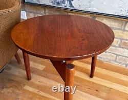 Jens Risom Design Inc Tripod Walnut Wood Side End Table Knoll DWR Vtg Danish Mcm