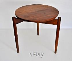 Jens Risom Vtg Mid Century Danish Modern Walnut Wood Tripod Side End Table Stool