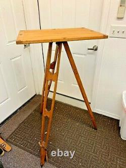 KEUFFEL & ESSER WOODEN DRAFTING TABLE TRIPOD With GURLEY SCREW-ON TABLETOP VINTAGE