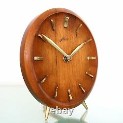 KIENZLE HAID TRIPOD Vintage Mantel Clock ICONIC DESIGN! 1950s HIGH GLOSS! 8 Days