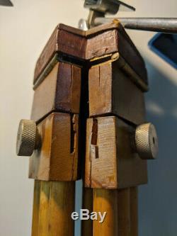 LK. Vintage PANRITE Wooden Wood Camera Tripod with Universal Head Nice