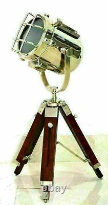 Lamp Vintage style floor spot light maritime home decor with wooden tripod stand