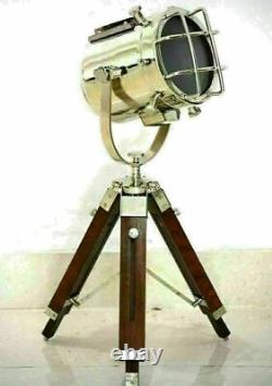Lamp Vintage style floor spot light maritime home decor with wooden tripod stand