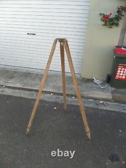 Large Antique Vintage Old Wooden Timber Surveying Tripod