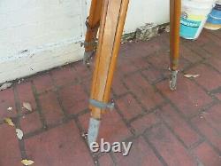 Large Antique Vintage Old Wooden Timber Surveying Tripod