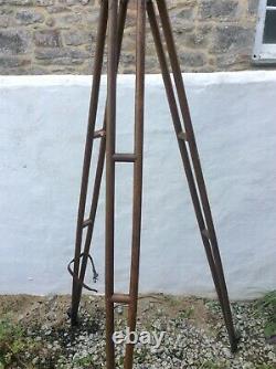 Large Vintage Wooden Surveyors Theodolite Tripod. Ideal For A Large Lamp Base