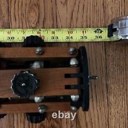 Large Vintage Wooden Tripod Empire Devices NY Made, RIES Knobs Adjustable Height
