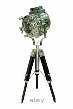 LighHollywood nautical vintage searchlight floor lamp spotlight on wooden tripod