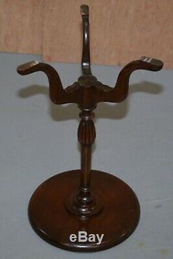 Lovely Pair Of Vintage Mahogany Tripod Lamp Side End Wine Tables Very Elegant
