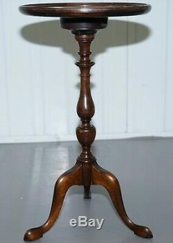 Lovely Vintage Mahogany Tripod Lamp Side End Wine Table Ornately Turned Column