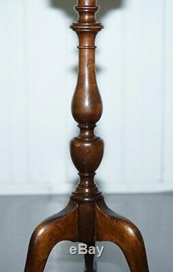 Lovely Vintage Mahogany Tripod Lamp Side End Wine Table Ornately Turned Column