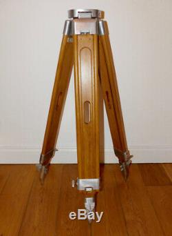 Lovely vintage wooden surveyors tripod stripped aluminium american import