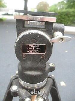 MILLER WOODEN TRIPOD VINTAGE With MILLER SUPER 8 FLUID HEAD PHOTOGRAPHY, CAMERA