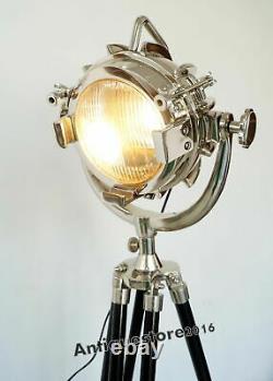 Marine Floor Lamp Vintage Design Wooden Tripod Lighting Searchlight Spot light