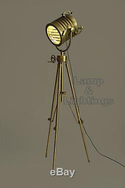 Marine Nautical Floor Lamp Wooden Tripod Industrial art Deco vintage Tripod Lamp