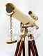 Marine Nautical Navy Brass Double Barrel Telescope 18 With Wooden Tripod Stand