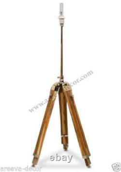 Marine Nautical Teak Wood Vintage Floor Lamp Wooden Tripod Stand Use With Shade
