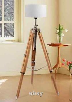 Marine Nautical Teak Wood Vintage Floor Lamp Wooden Tripod Stand Use With Shade