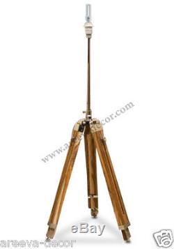Marine Nautical Teak Wood Vintage Floor Lamp Wooden Tripod Stand Without Shade