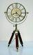 Marine Nautical Vintage Handmade Brass Desk Table Clock With Wooden Tripod Stand