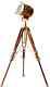 Marine Vintage Brass Nautical Searchlight Floor Spotlight Lamp Wooden Tripod