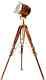 Marine Vintage Brass Nautical Searchlight Floor Spotlight Lamp Wooden Tripod