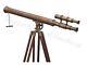 Master Harbor Vintage Antique Brass Telescope With Wooden Tripod Stand