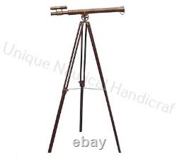 Master Harbor Vintage Antique Brass Telescope with Wooden Tripod Stand