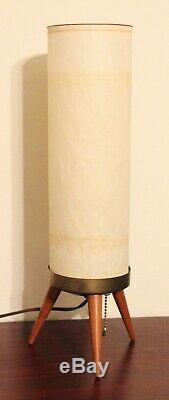 Mid-Century Modern Vintage Lamp with Tripod Wood Base Lamp Atomic Beehive Boudoir