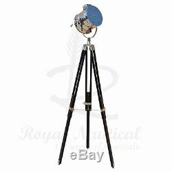 Modern Black Wooden Tripod Stand Floor Lamp LED Vintage Lighting Antique Light