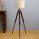 Modern Nautical Wooden Chrome Tripod Table Lamp Stand Vintage Floor Shade Lamp