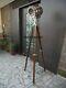 Nautical Reproduction Spot Search Light Spotlight Withfloor Wooden Tripod Stand