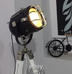 NAUTICAL Searchlight Handmade Spotlight Wooden tripod Antique Vintage Lamp Light