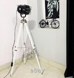 NAUTICAL Searchlight Handmade Spotlight Wooden tripod Antique Vintage Lamp Light